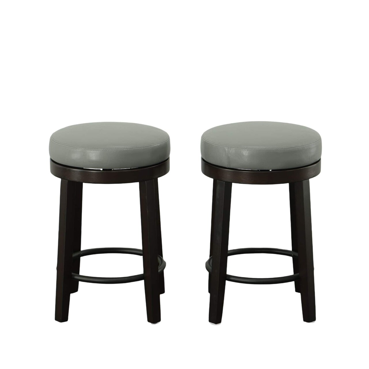 Contemporary Home Living Counter Stools with Swivel Seat - 24" - Gray and Espresso Brown - Set of 2